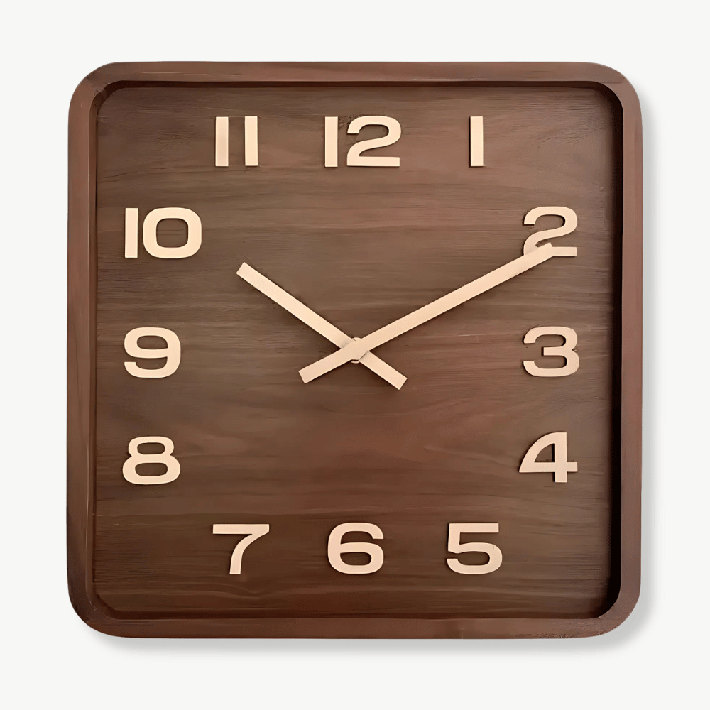 Fyrkantig träväggklocka