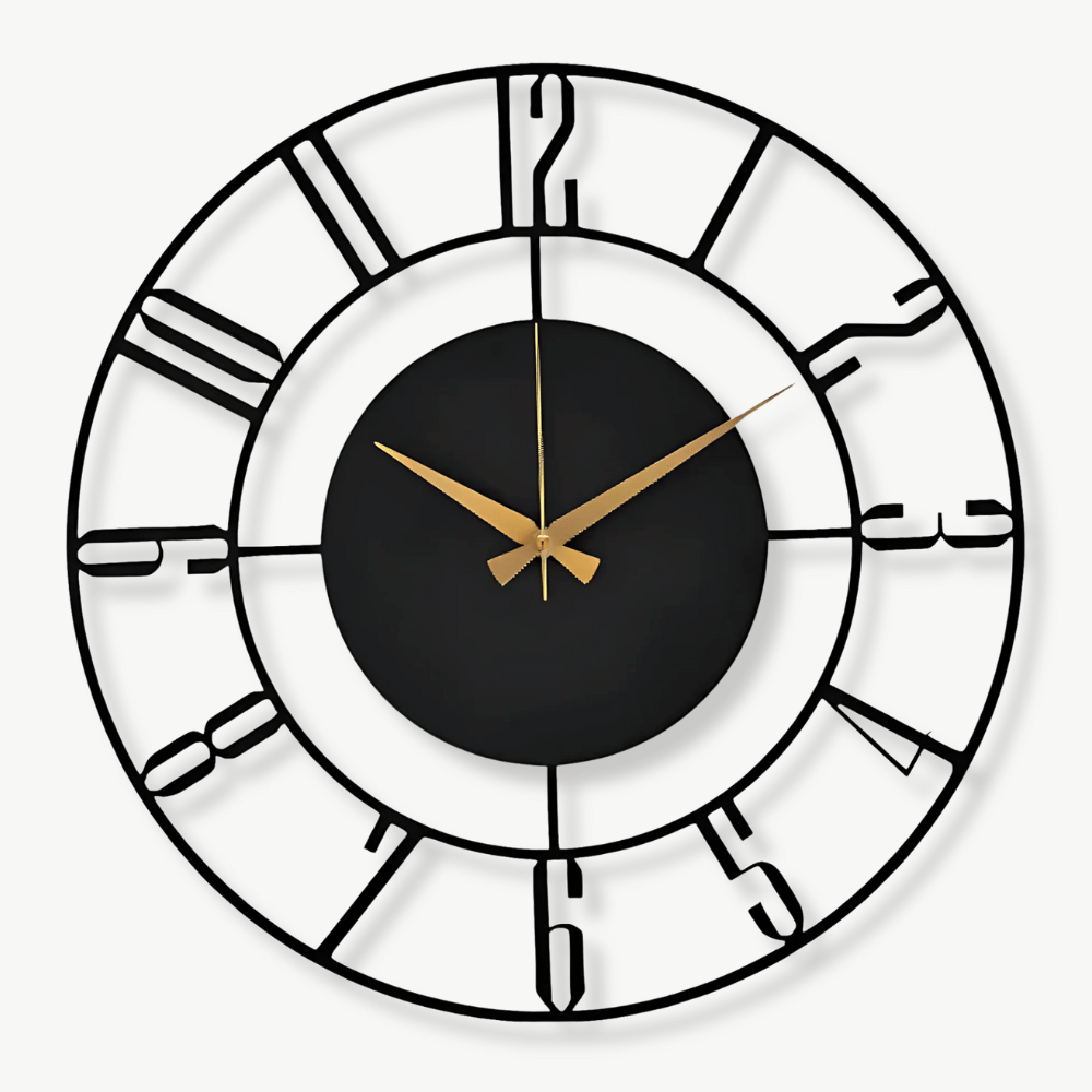 Modern svart träväggklocka