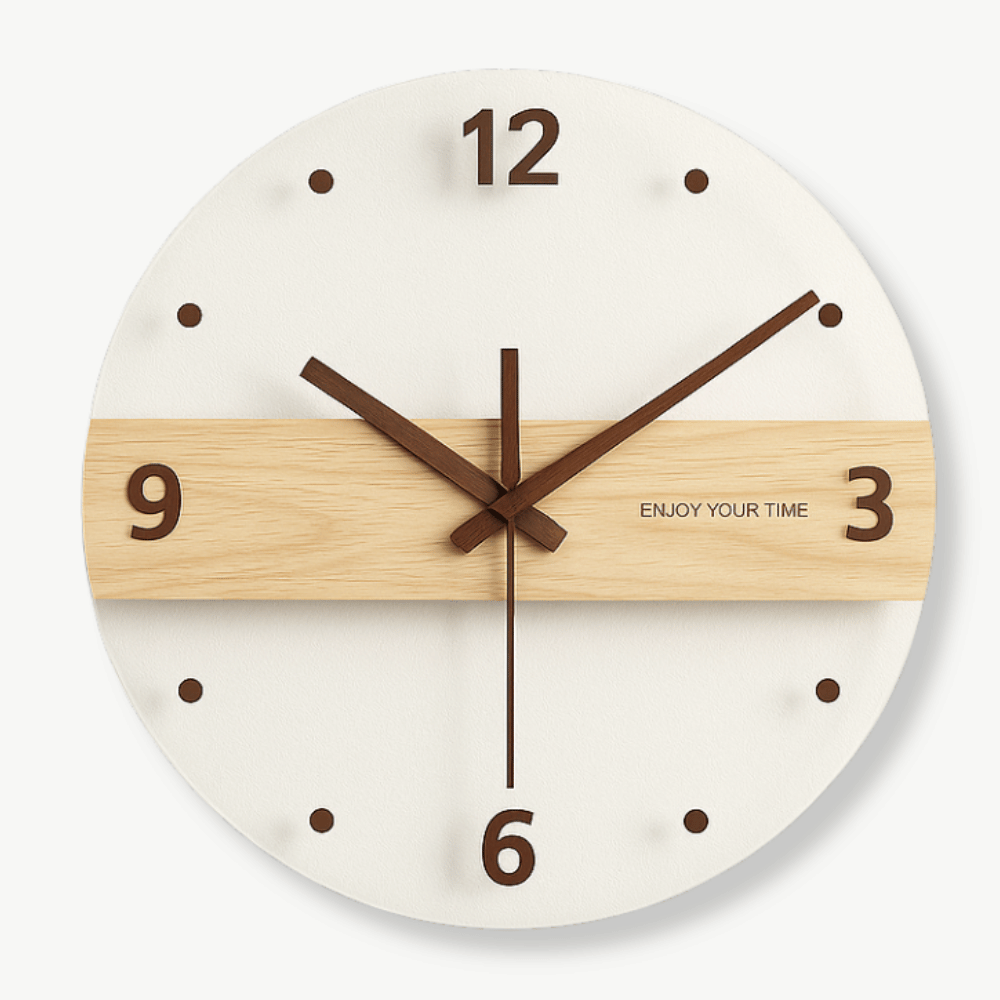 Väggklocka i trä och akryl