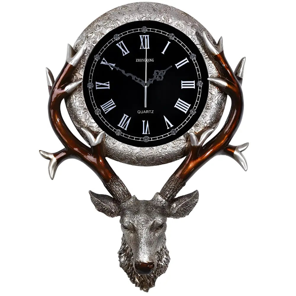 horloge murale tête de cerf - Horloges murales - argent chiffre romain